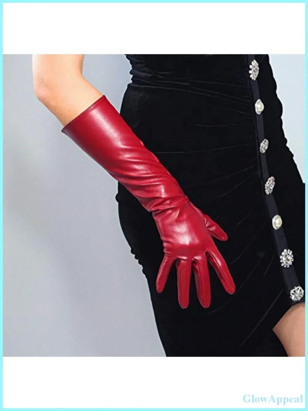 Women's 16 Inch Faux Lambskin Leather Elbow Length Evening Gloves